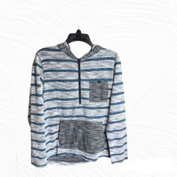 Union Bay Grays & Blues Striped Hoodie w Black & White Accents Men S