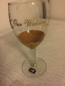 Gold Our Wedding toasting glasses