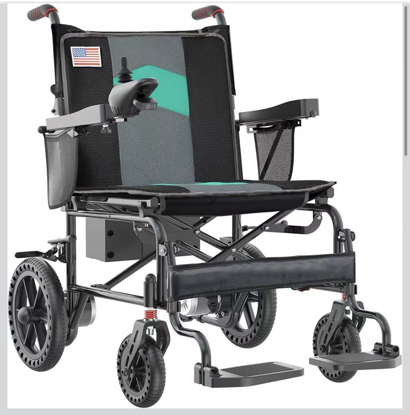 22 Inch Extra-Wide Lightweight Electric Wheelchairs for Adults, 15 Mile Portable Foldable Electric Wheelchair with Removable Battery, 500W All Terrain