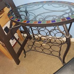 Accent wine bottle holding side table