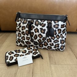Rare Coach Ocelot Handbag & Matching Wallet