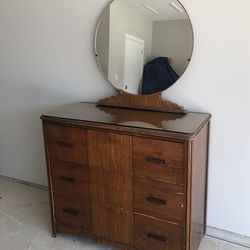 Wood Dresser & Mirror