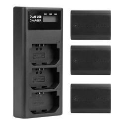 BESTON 3-Pack NP-FZ100 Battery and Charger for Sony Alpha A7III / A7RIII / A9 Camera NPFZ100 Batteries 2280mAhBESTON 3-Pack NP-FZ100 Battery and Charg