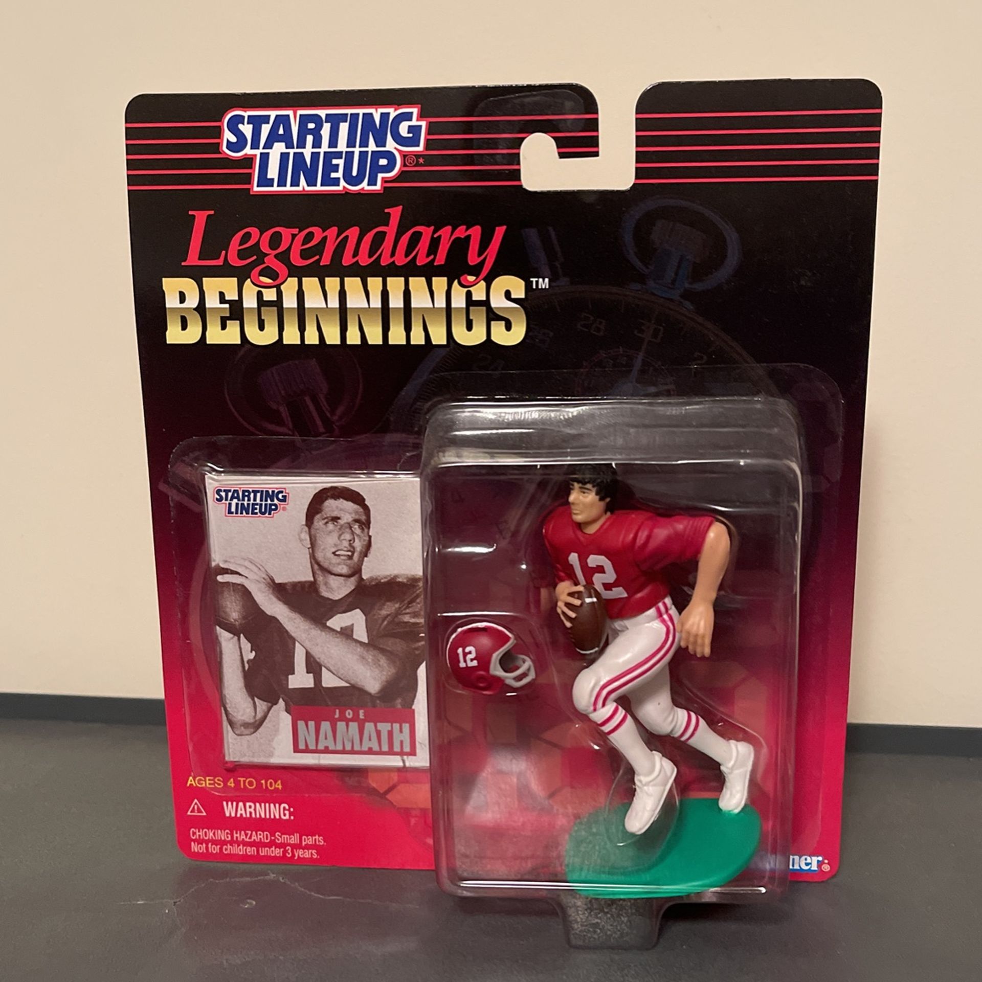 Joe Namath aka “Broadway Joe” Figure in University of Alabama Crimson Tide Uniform Colors with Sports Card