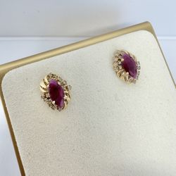14k Ruby & Diamond Earrings
