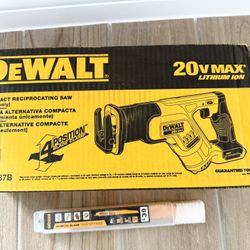 (NEW) DEWALT 20V Max Cordless Recriprocating Saw (DCS387B) Plus 10pc 9 in Saw Blades