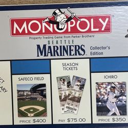 2001 MONOPOLY Seattle Mariners MLB Collector Edition Baseball Game with Ichiro