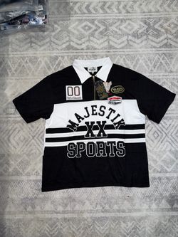 Majestic Athletic black & white polo shirt Size XL