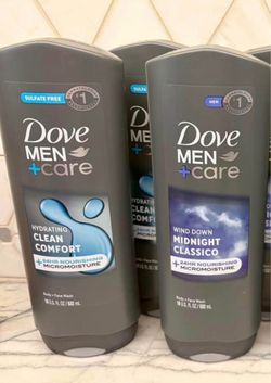New Dove Men+Care Body + Face Wash. Hydrating Clean Comfort OR Wind Down Midnight Classico.