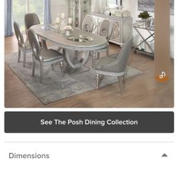 Oval Platinum Table Set With 6 Chairs 