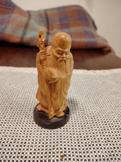 Hand carved wooden Chinese Monk