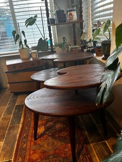 Solid oak mcm side tables