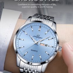 PENGAGAR Classic Fashion Calendar Week Waterproof Luminous Men's Quartz Watch,