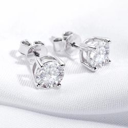 1 Ct. Genuine Certified Moissanite Diamond Earrings