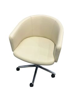 🪑✨ OFS Cinque Low Back Swivel Chair – Cream Vinyl, Polished Aluminum! ✨🪑