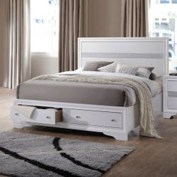 QUEEN OR FULL WHITE WOOD PLATFORM BED FRAME (NEW IN BOXES)