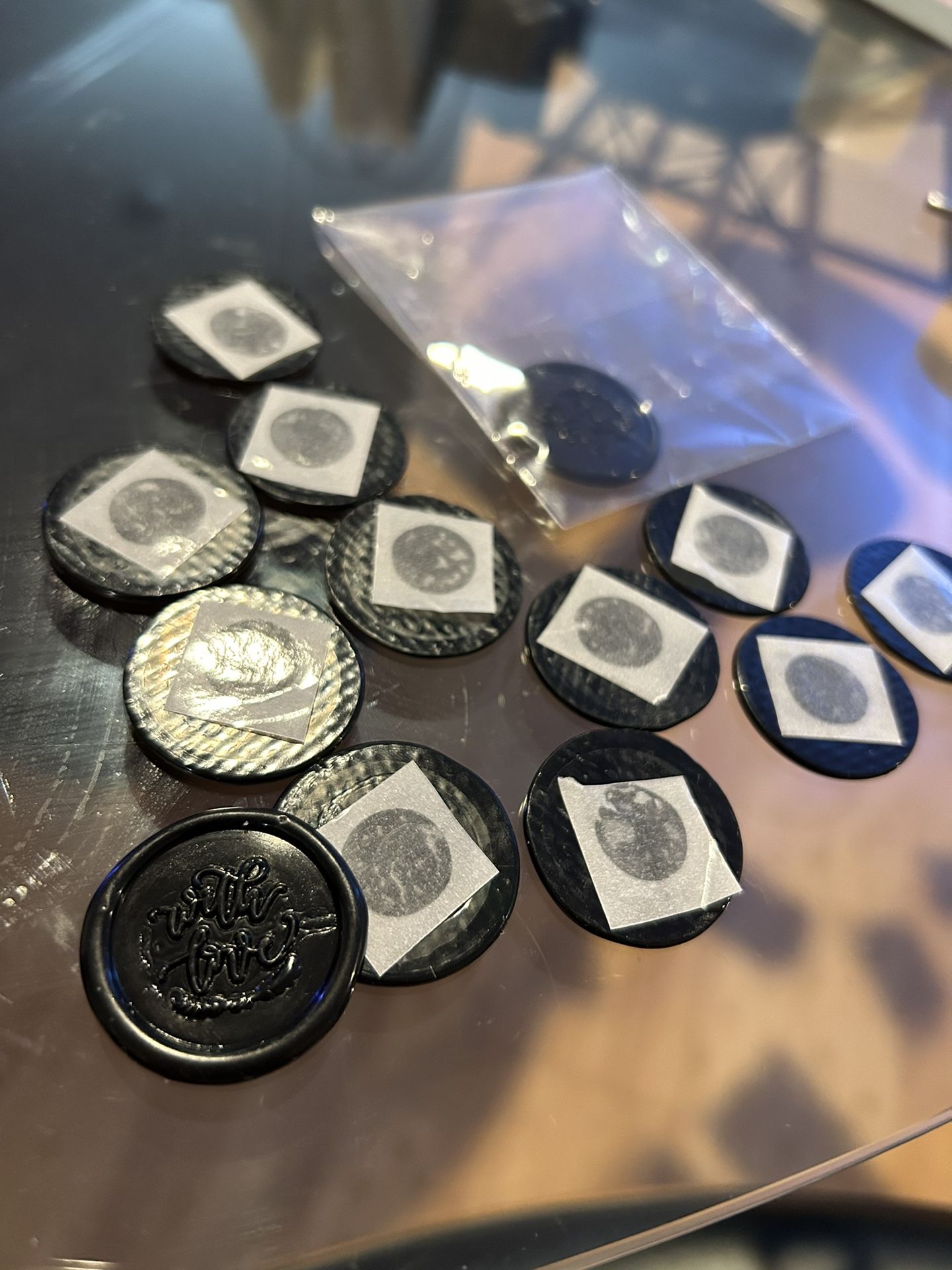 13 Black Wax Seals With Sticky Adhesives