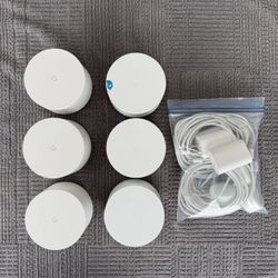 Google Wifi (AC-1304 x5 & GQ2CQ x1) + Four Wall Mounts - Good Condition/Work As Expected