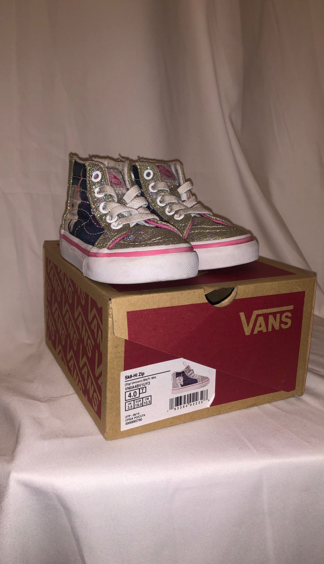 Pick up for $5! Size 4 Vans 12Months toToddler Unicorn Pink Glitter