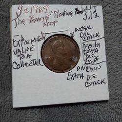 🇺🇸" A. Lincoln Penny. (The Famous Floating Roof.) Wt:3.12.(1969="S") W./ Errors.