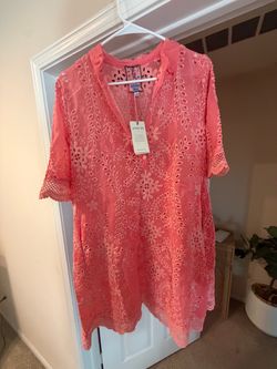 Johnny Was Coral Eyelet Tunic Top