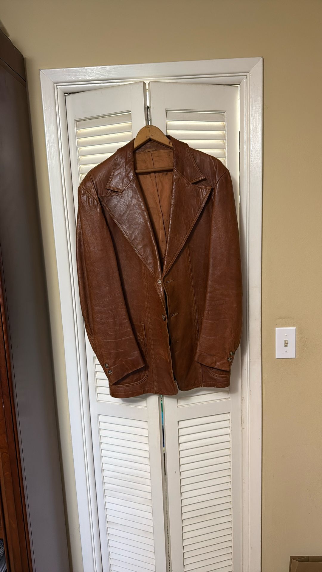 70s Vintage William Berry Leather Blazer Size 44