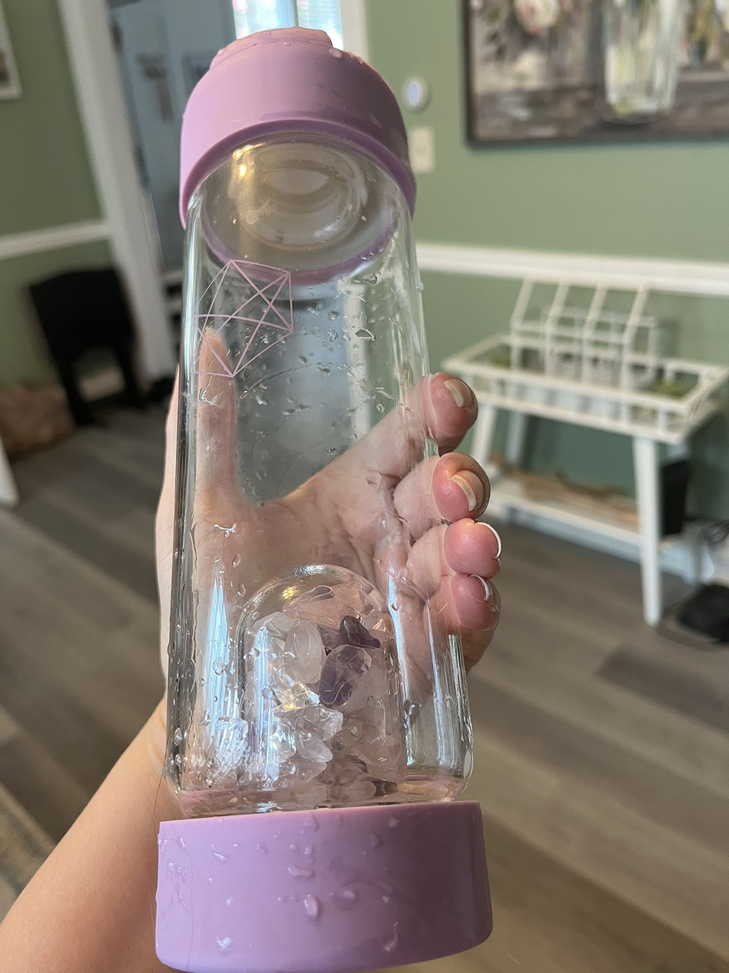 Amethyst Crystal Infusion Glass Water Bottle