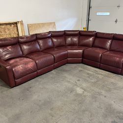Leather Sectional Double Recliner Sofa Couch - Red/Burgundy - Comfy - Clean - Delivery Available 