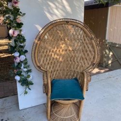 Event, Party, Backdrop Decor, Boho Rattan Peacock party Accent Chair for Baby Shower, Boho Style Birthday Party