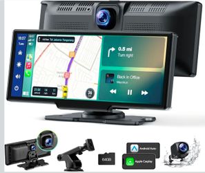 9.26 Inch Wireless Apple CarPlay and Android Auto Screen with Dash Cam 2.5K Front 1080P Rear Recording