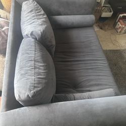 Gray Velvet Loveseat Two Person Sofa With Silver Studs