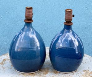 Pair of 1980's studio pottery ceramic table lamps