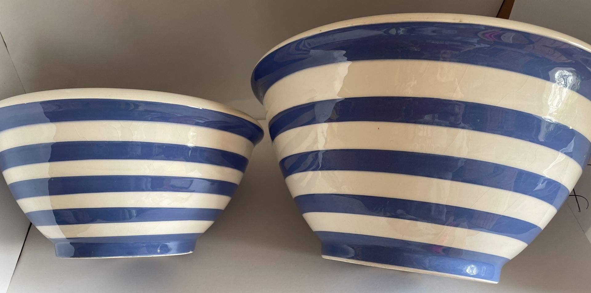 Terramoto San Francisco Ceramic Mixing Bowls Blue & White Stripe