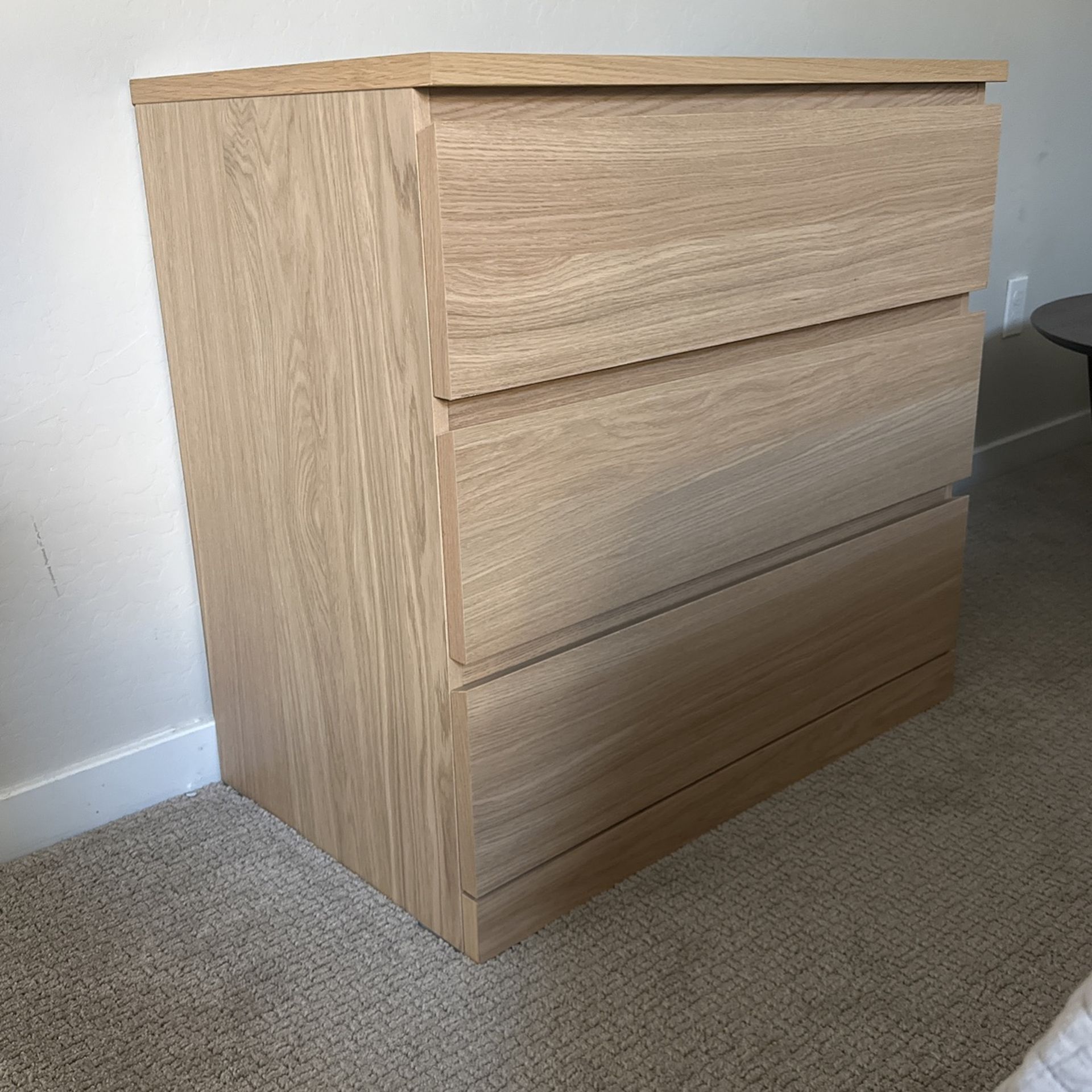 IKEA MALM 3-drawer chest, white stained oak veneer