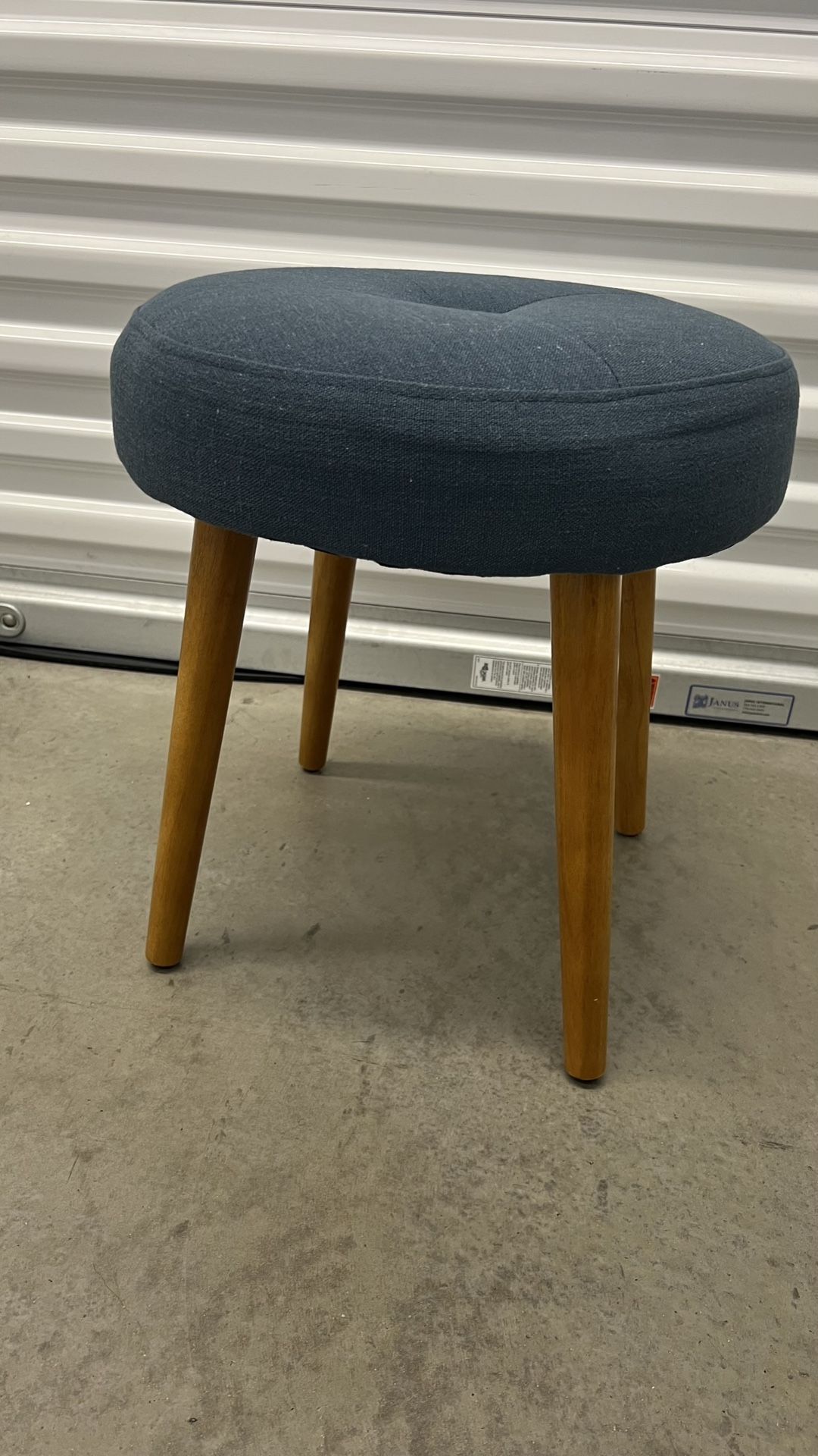 Small Stool Blue Fabric & Wood 