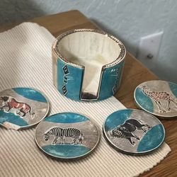 Authentic Hand-made  Soapstone Coasters, Set of 4 From Kenya