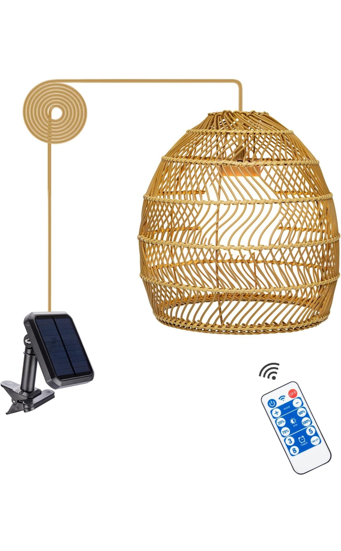 Solar Pendant Light Outdoor Hanging Lantern Solar Outdoor Chandelier with Remote Dimmable for Porch Patio Gazebo Garden Yard Decoration