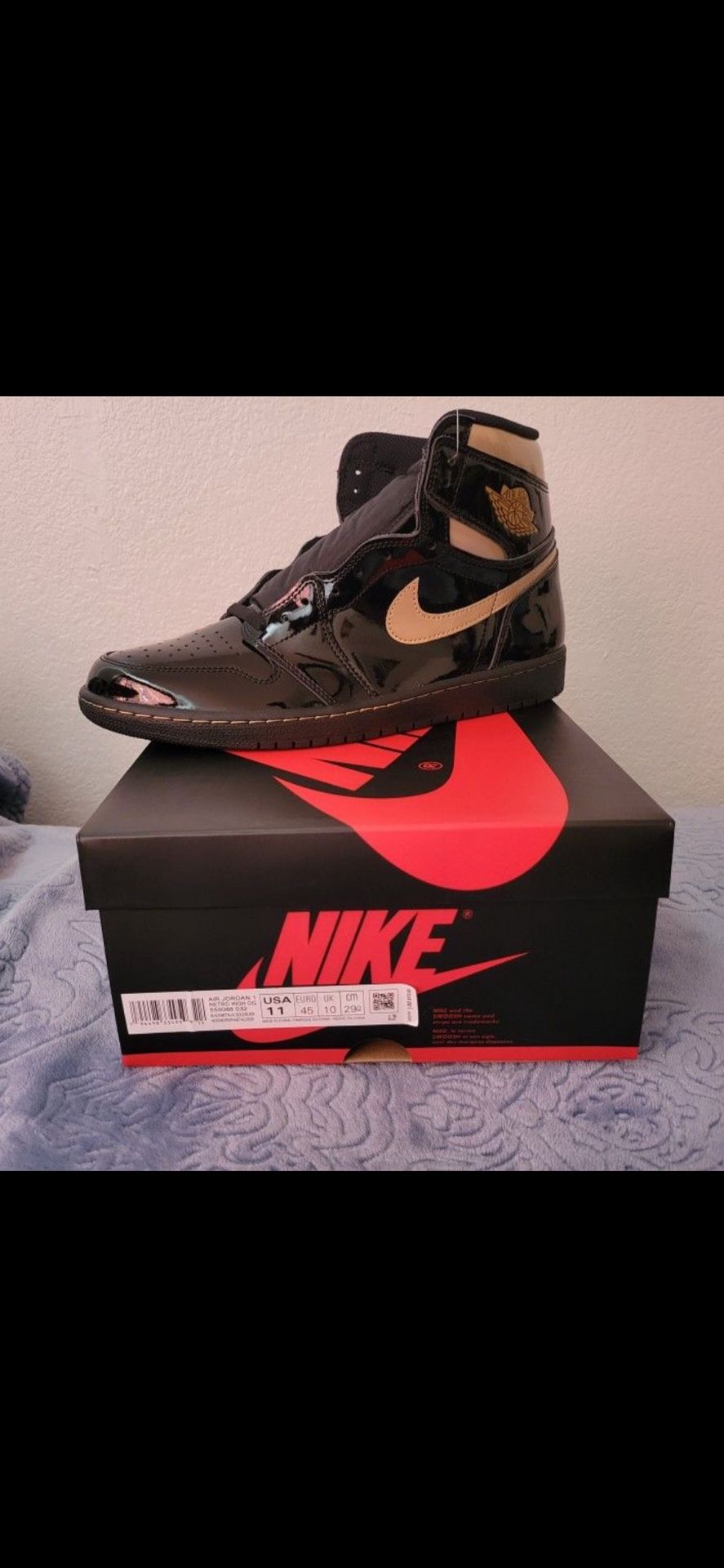 Black And Gold Jordan Air 1 Size 11 Men New