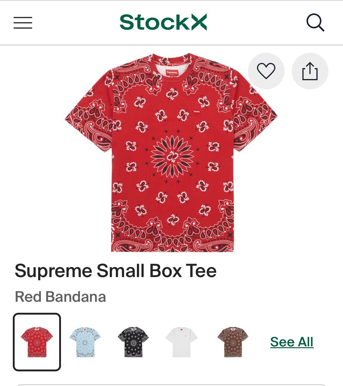 Supreme Red Bandana SS Lg T 