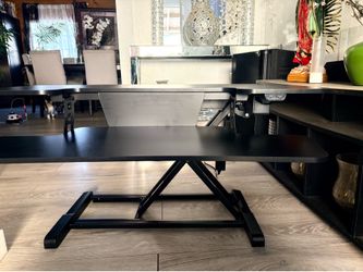 Electric Standing Desk Converter - Motorized Sit-Stand Desktop Riser (Black)