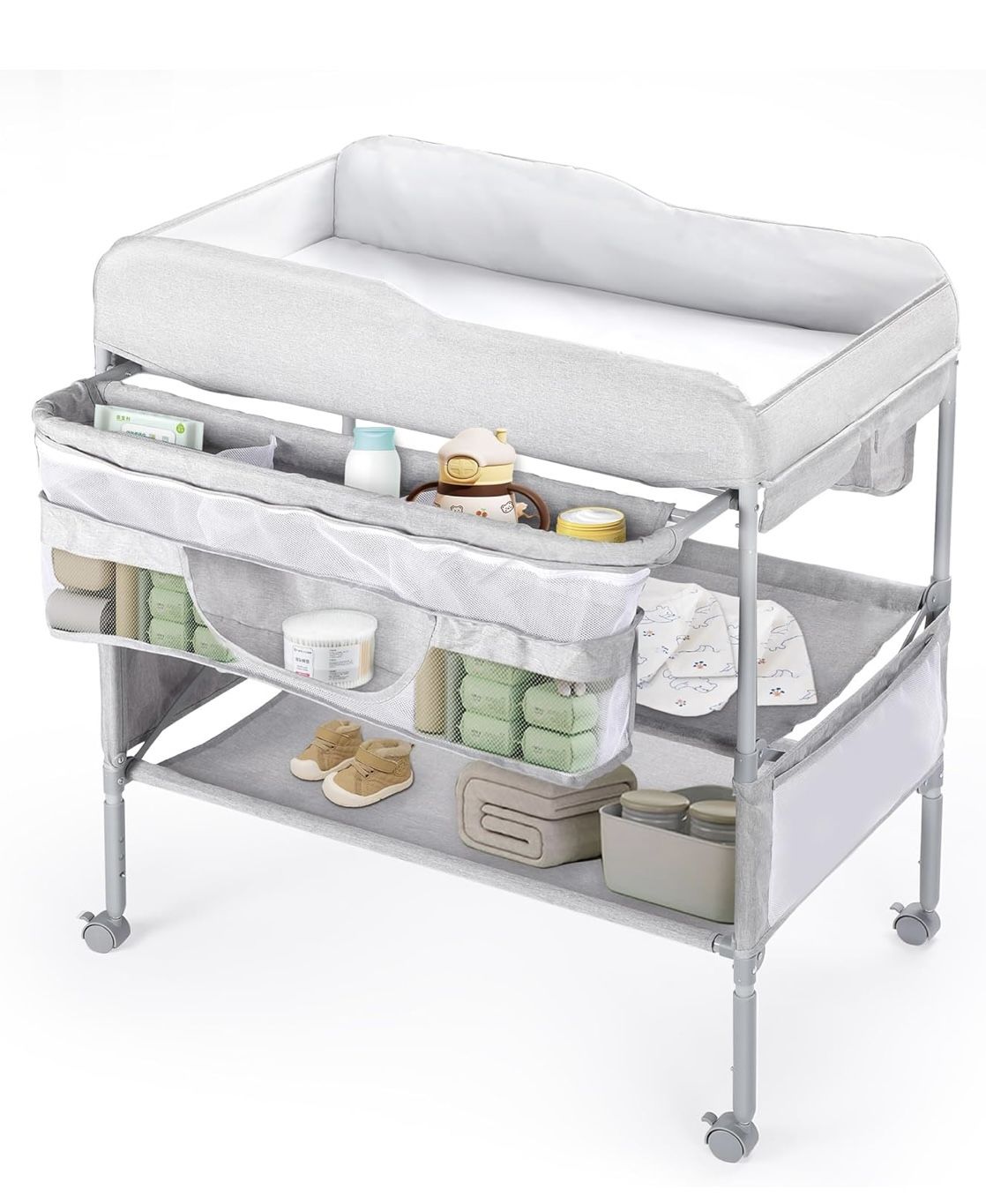 Portable Baby Changing Table, Foldable Diaper Changing Station with Waterproof Pad