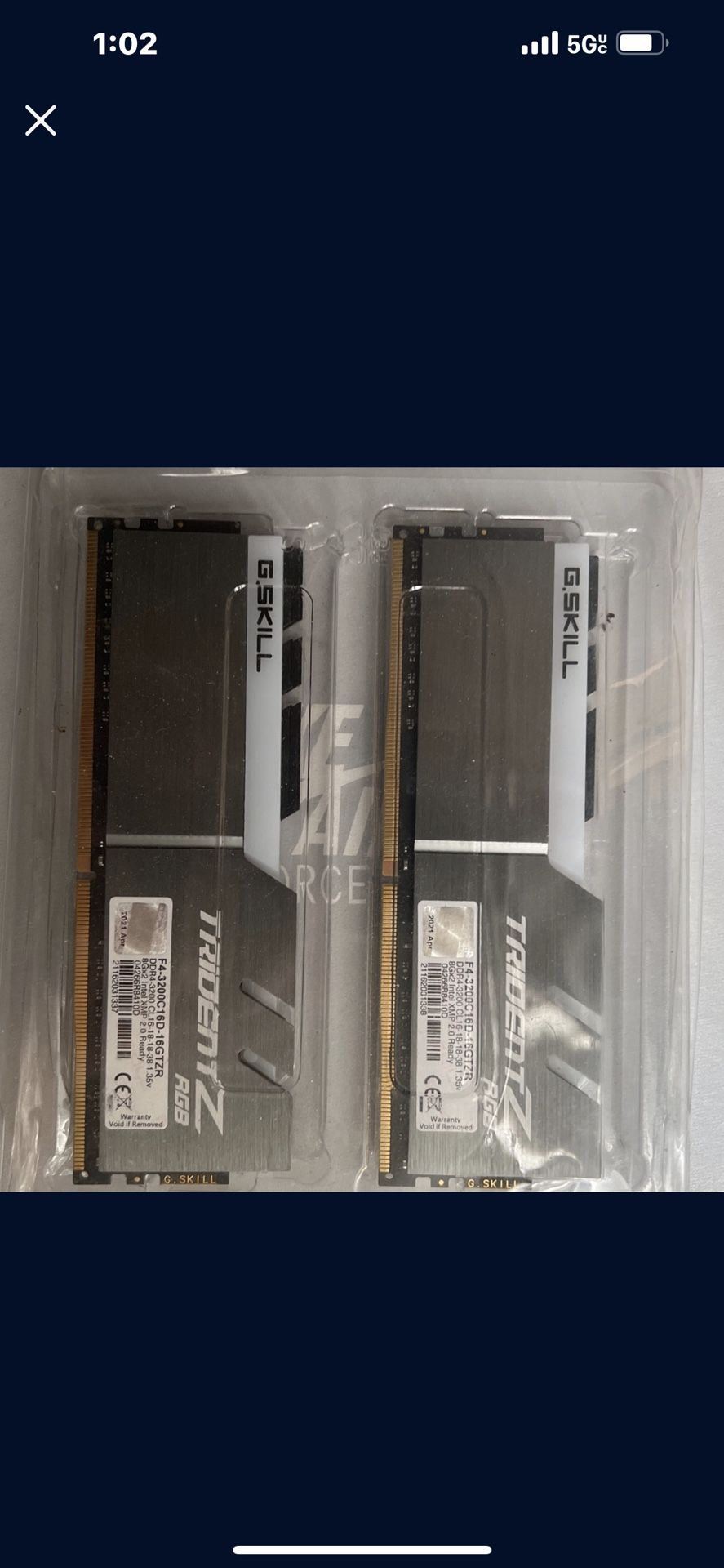 G.SKILL TRIDENTZ RGB , Ram 16GB 3200MHZ