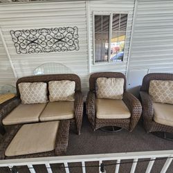 Hamilton bay patio set with two swell chairs and ottoman
