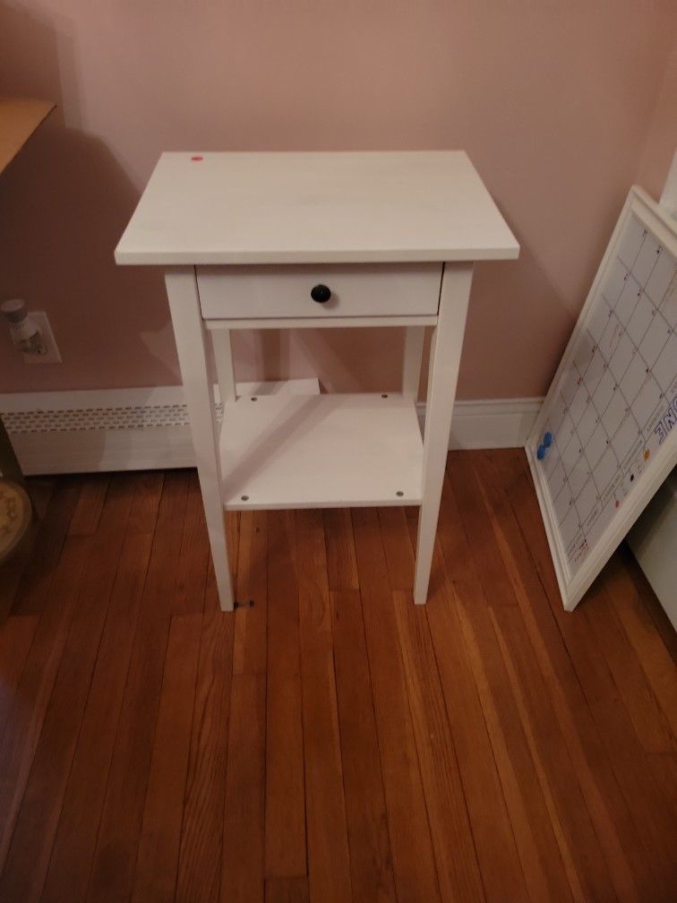 White Table With Drawer.