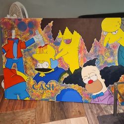 5' X 40" Canvas Simpsons Painting
