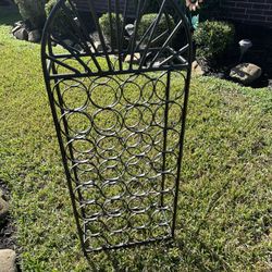 MID CENTURY STAND ALONE 32. BOTTLE WINE RACK (IRON)