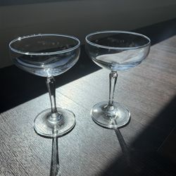Vintage Coupe Glasses Set of 2 with Faceted Stems