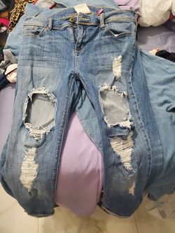 Sneak peek distressed jeans