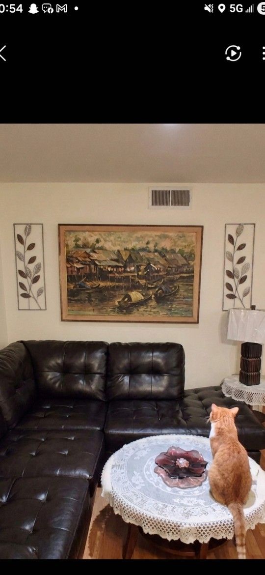 Large Vintage W. Woodward Framed Art – Mid Century Style Statement Piece
