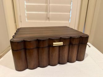 Scalloped Wooden Jewelry & Keepsake Box — Dark Brown — $22